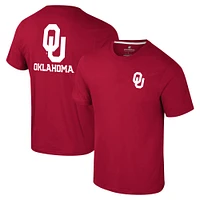 Men's Colosseum Crimson Oklahoma Sooners Logo Lockup 2-Hit Active Blend T-Shirt