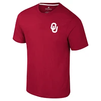 Men's Colosseum Crimson Oklahoma Sooners Logo Lockup 2-Hit Active Blend T-Shirt