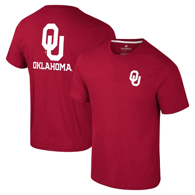 T-shirt Colosseum Crimson Oklahoma Sooners Logo Lockup 2-Hit Active Blend pour hommes