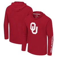 Men's Colosseum Crimson Oklahoma Sooners Logo Lockup Active Blend Long Sleeve  T-Shirt Hoodie