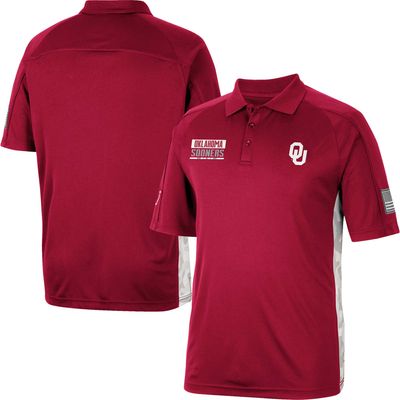 Men's Colosseum Crimson Oklahoma Sooners OHT Military Appreciation Snow Camo Polo