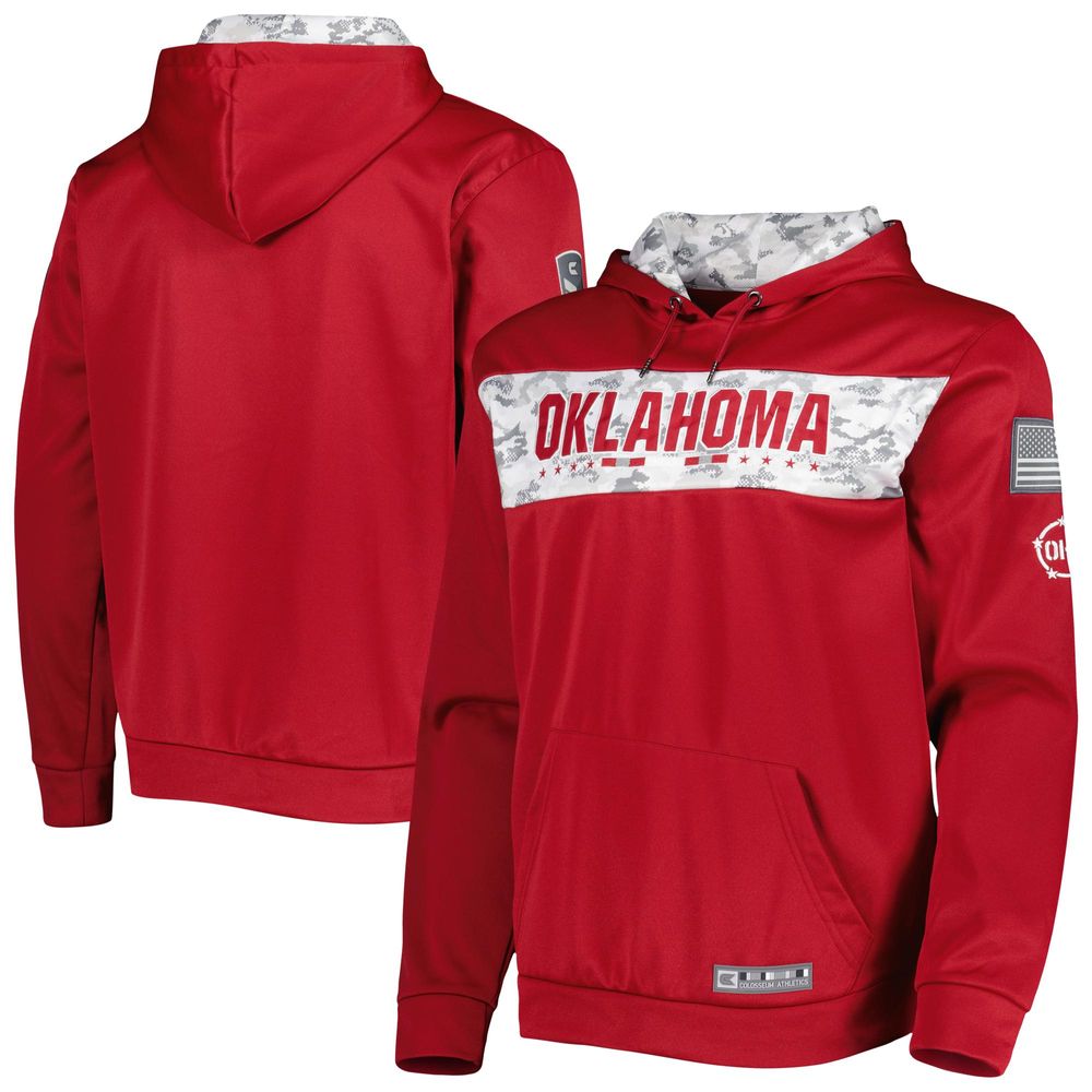 Men's Colosseum Crimson Oklahoma Sooners OHT Military Appreciation Team Color Pullover Hoodie