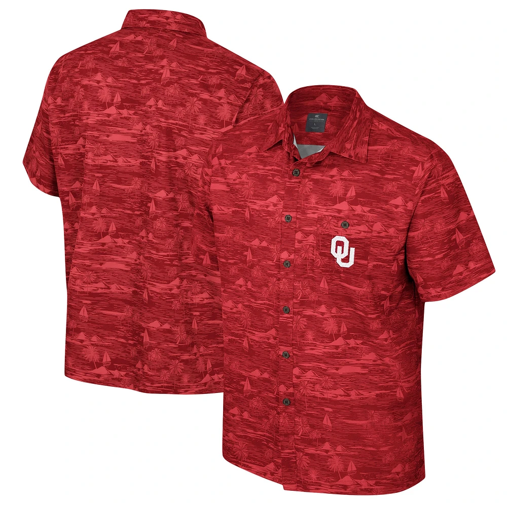 Chemise boutonnée Colosseum Crimson Oklahoma Sooners Ozark pour hommes