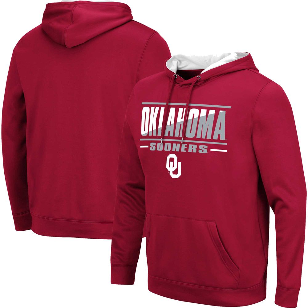 Men's Colosseum Crimson Oklahoma Sooners Slash Stack 2.0 Pullover Hoodie