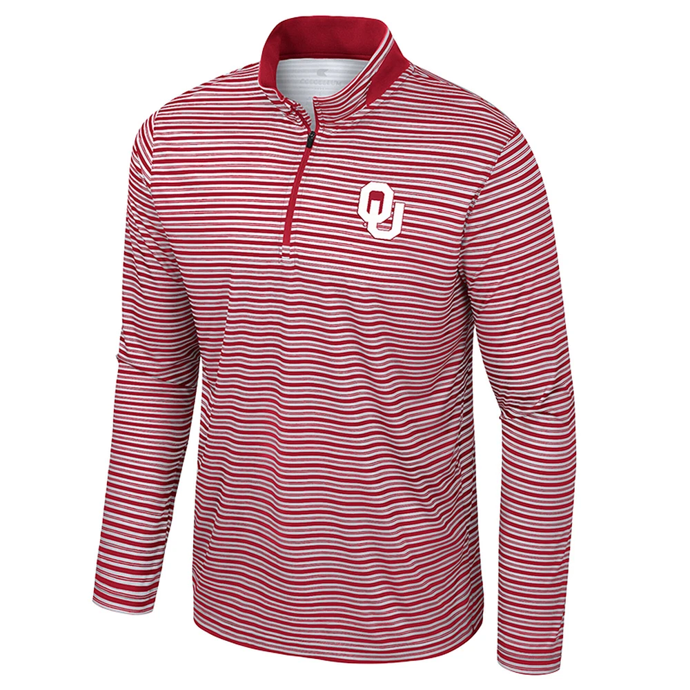Men's Colosseum Crimson Oklahoma Sooners Striped Quarter-Zip Top