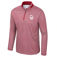 Men's Colosseum Crimson Oklahoma Sooners Striped Quarter-Zip Top