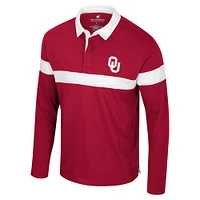 Men's Colosseum  Crimson Oklahoma Sooners Too Cool For School Long Sleeve Polo