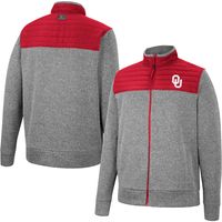 Men's Colosseum Gray/Cardinal Oklahoma Sooners Putter Herringbone Full-Zip Jacket