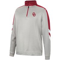 Men's Colosseum Gray/Crimson Oklahoma Sooners Bushwood Fleece Quarter-Zip Jacket