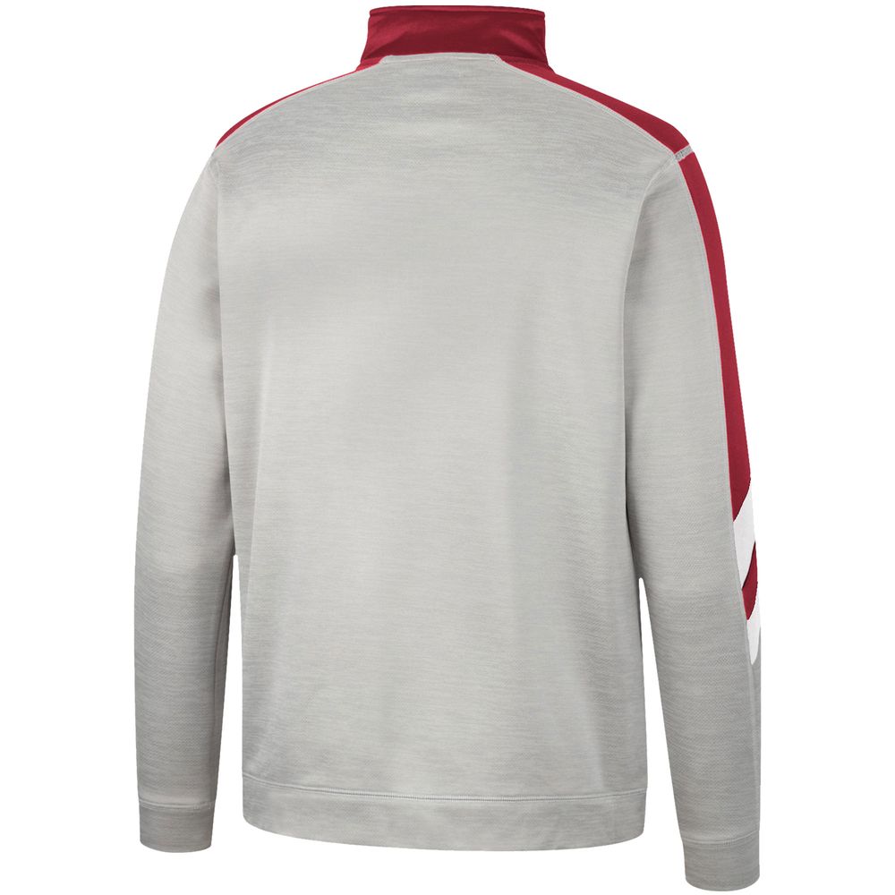 Men's Colosseum Gray/Crimson Oklahoma Sooners Bushwood Fleece Quarter-Zip Jacket