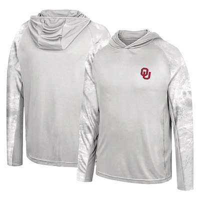 Men's Colosseum Gray/Realtree Camo Oklahoma Sooners Gulf Stream Raglan Long Sleeve Hooded T-Shirt