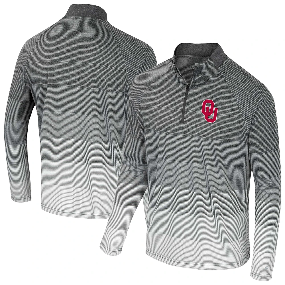 Men's Colosseum  Gray Oklahoma Sooners AI Striped Mesh Quarter-Zip Raglan Windshirt