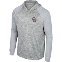 Colosseum Grey Oklahoma Sooners Cybernetic Raglan Quarter-Zip Hooded Top