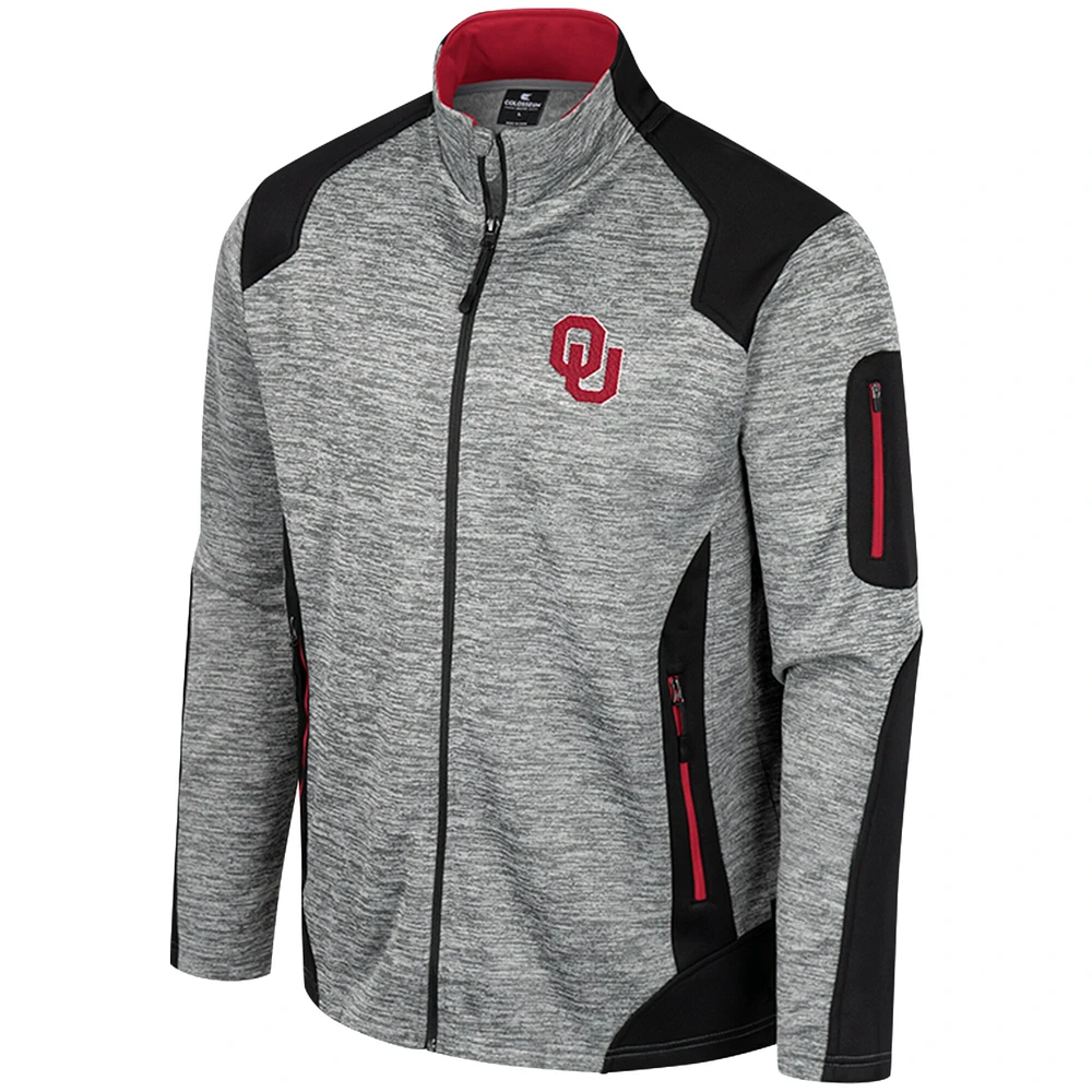 Veste entièrement zippée Colosseum Grey Oklahoma Sooners Silberman pour hommes