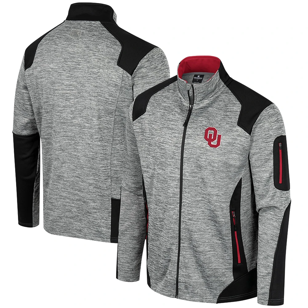 Veste entièrement zippée Colosseum Grey Oklahoma Sooners Silberman pour hommes