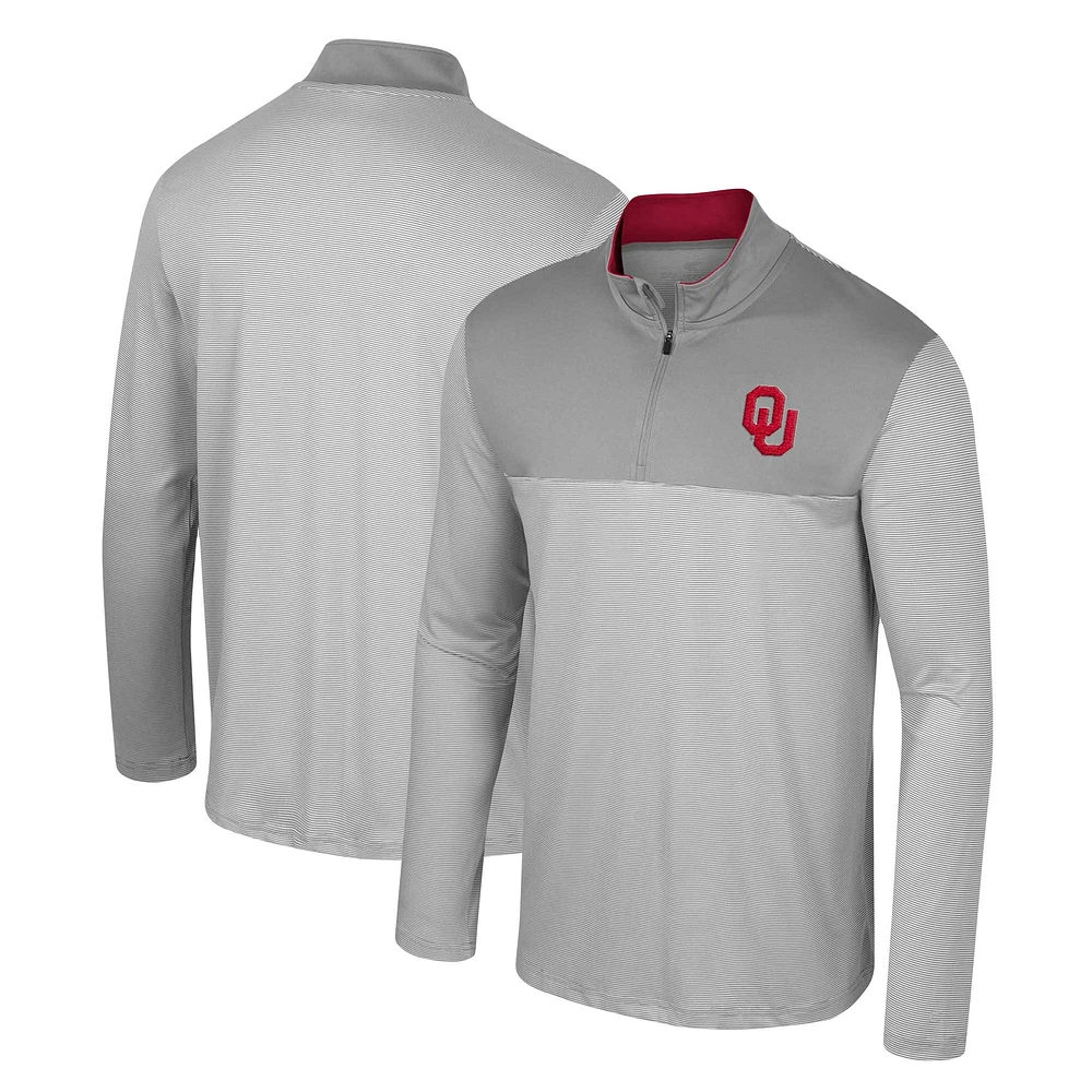 Men's Colosseum Gray Oklahoma Sooners Tuck Quarter-Zip Top