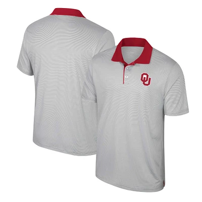 Polo rayé Colosseum gris Oklahoma Sooners Tuck pour hommes