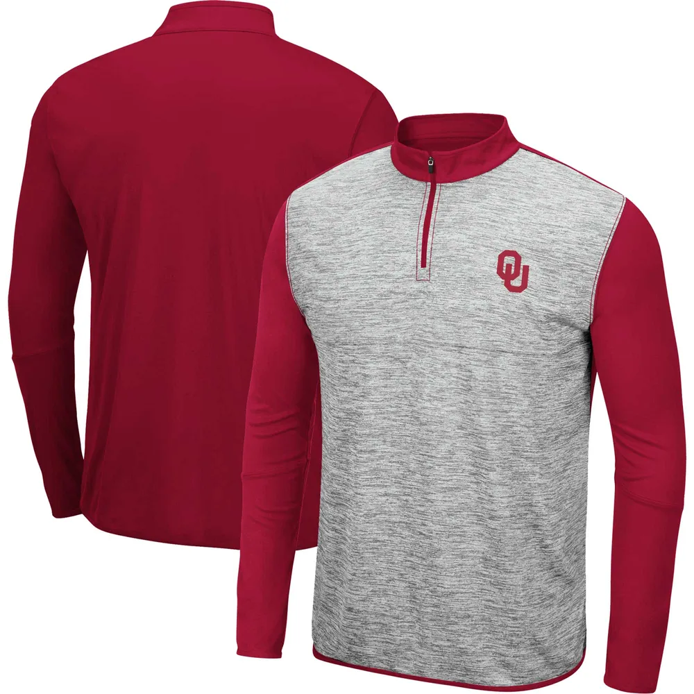 Men's Colosseum Heather Gray/Crimson Oklahoma Sooners Prospect Quarter-Zip Jacket