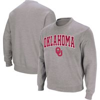 Men's Colosseum Heather Gray Oklahoma Sooners Arch & Logo Crew Neck Sweatshirt