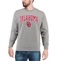 Men's Colosseum Heather Gray Oklahoma Sooners Arch & Logo Crew Neck Sweatshirt