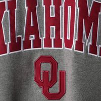 Men's Colosseum Heather Gray Oklahoma Sooners Arch & Logo Crew Neck Sweatshirt