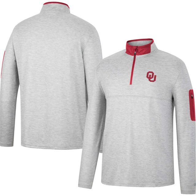 Colosseum Heathered Grey/Crimson Oklahoma Sooners Country Club Windshirt Quarter-Zip Jacket