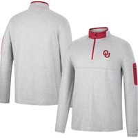 Men's Colosseum Heathered Gray/Crimson Oklahoma Sooners Country Club Windshirt Quarter-Zip Jacket