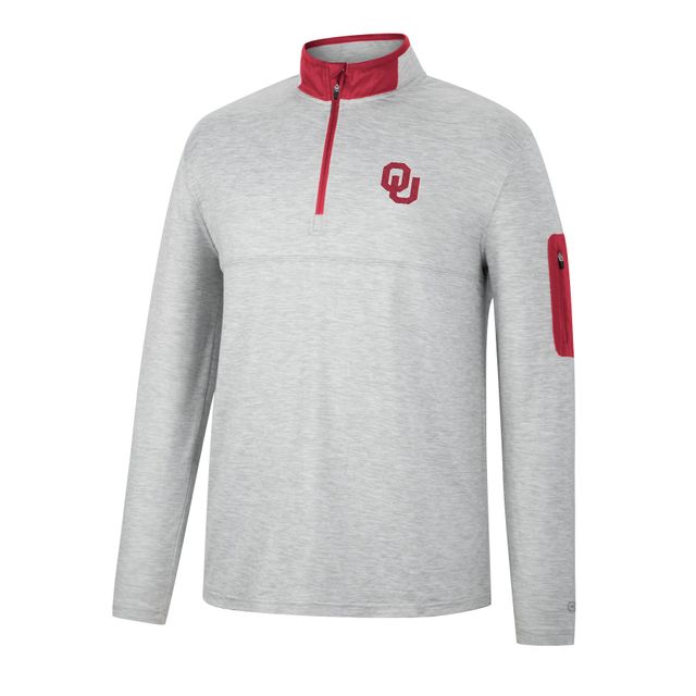 Colosseum Heathered Grey/Crimson Oklahoma Sooners Country Club Windshirt Quarter-Zip Jacket