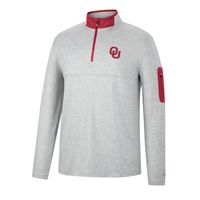 Men's Colosseum Heathered Gray/Crimson Oklahoma Sooners Country Club Windshirt Quarter-Zip Jacket