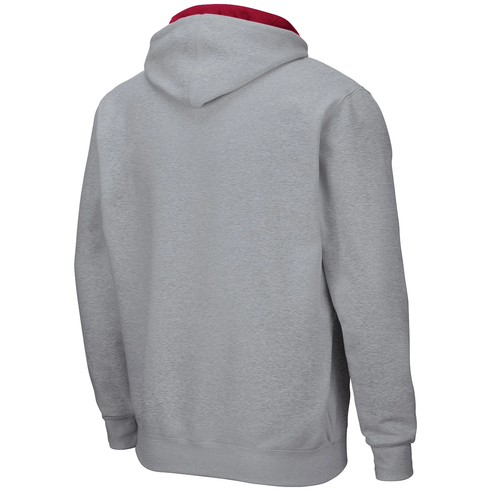 Men's Colosseum Heathered Gray Oklahoma Sooners Arch & Team Logo 3.0 Full-Zip Hoodie