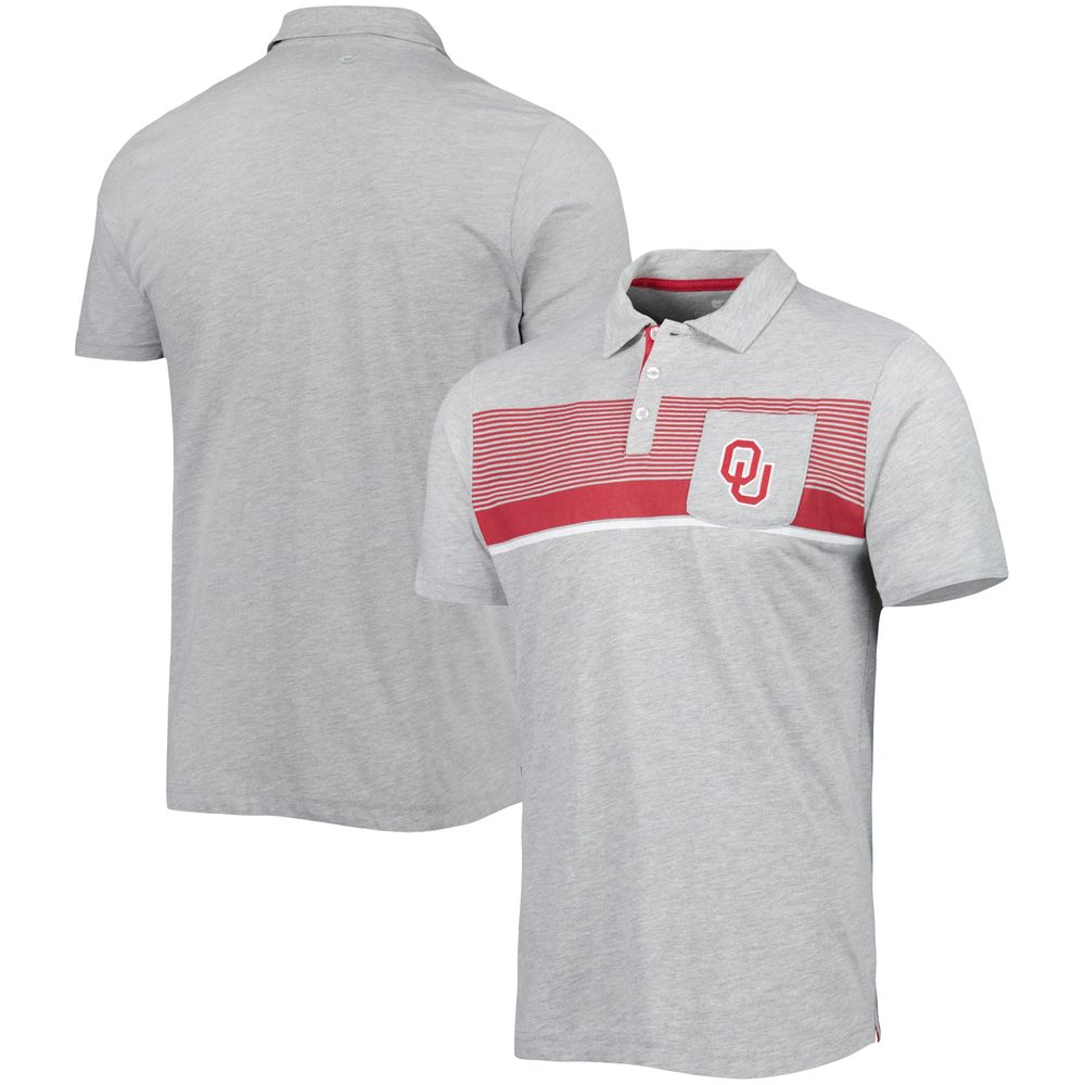 Men's Colosseum Heathered Gray Oklahoma Sooners Golfer Pocket Polo