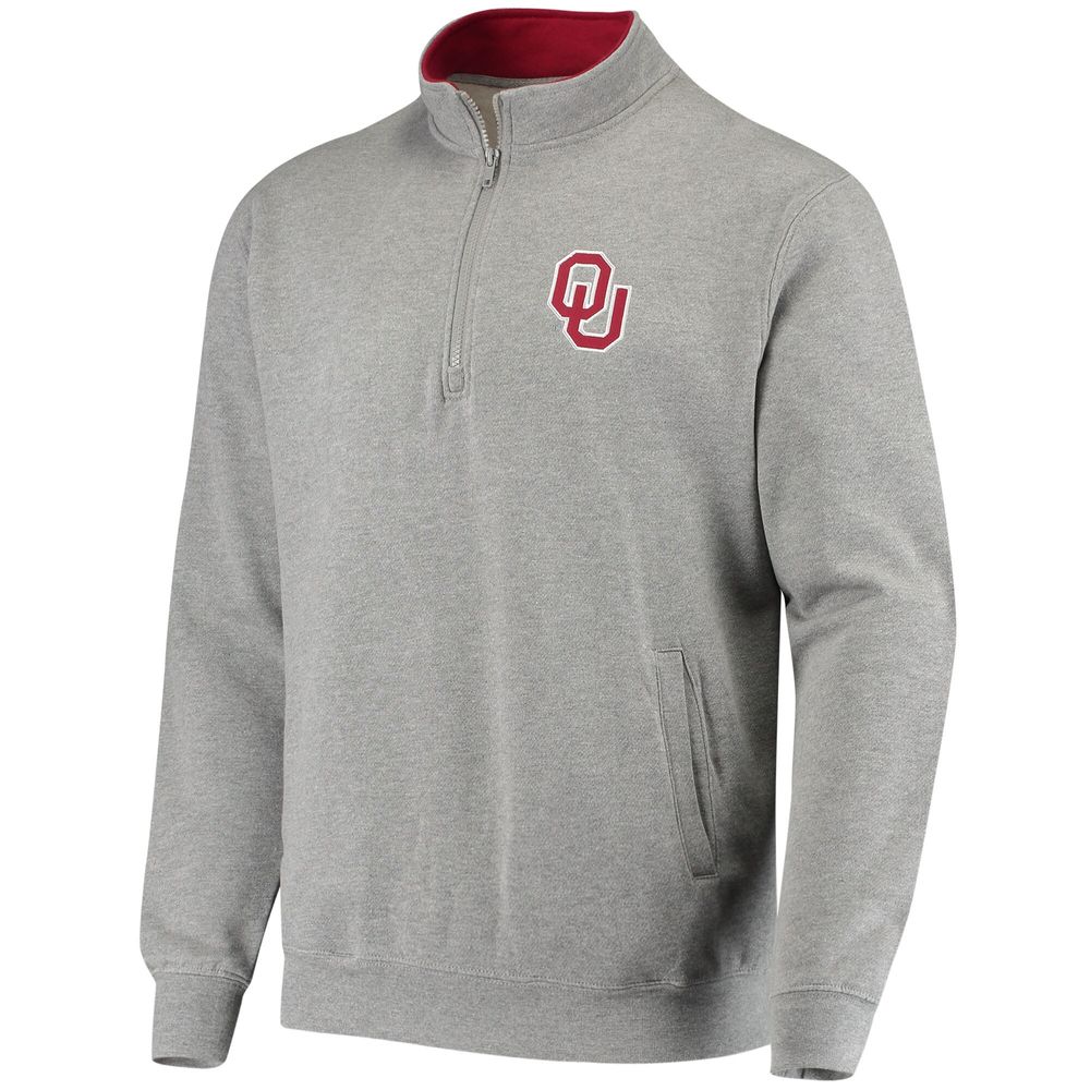 Men's Colosseum Heathered Gray Oklahoma Sooners Tortugas Logo Quarter-Zip Jacket