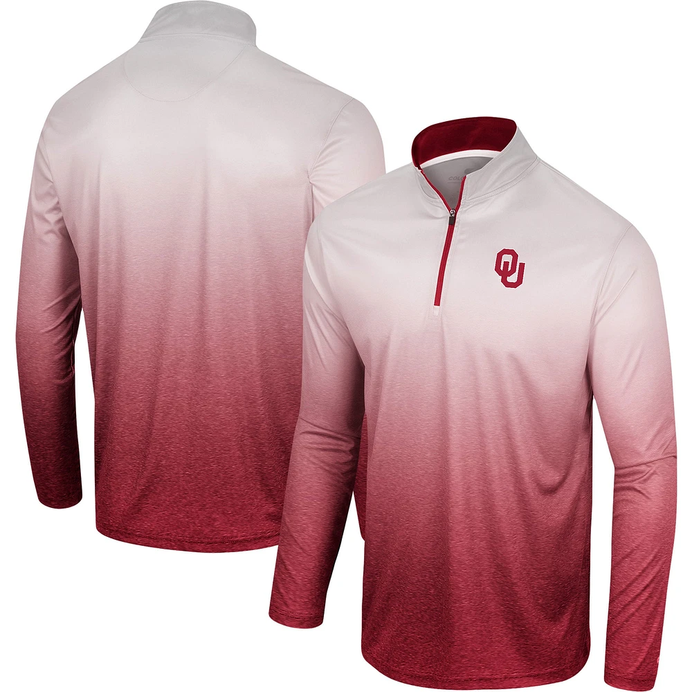 Men's Colosseum White/Crimson Oklahoma Sooners Laws of Physics Quarter-Zip Windshirt