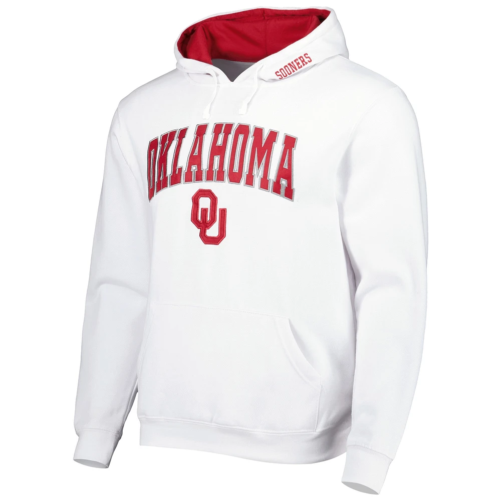 Men's Colosseum White Oklahoma Sooners Arch & Logo 3.0 Pullover Hoodie