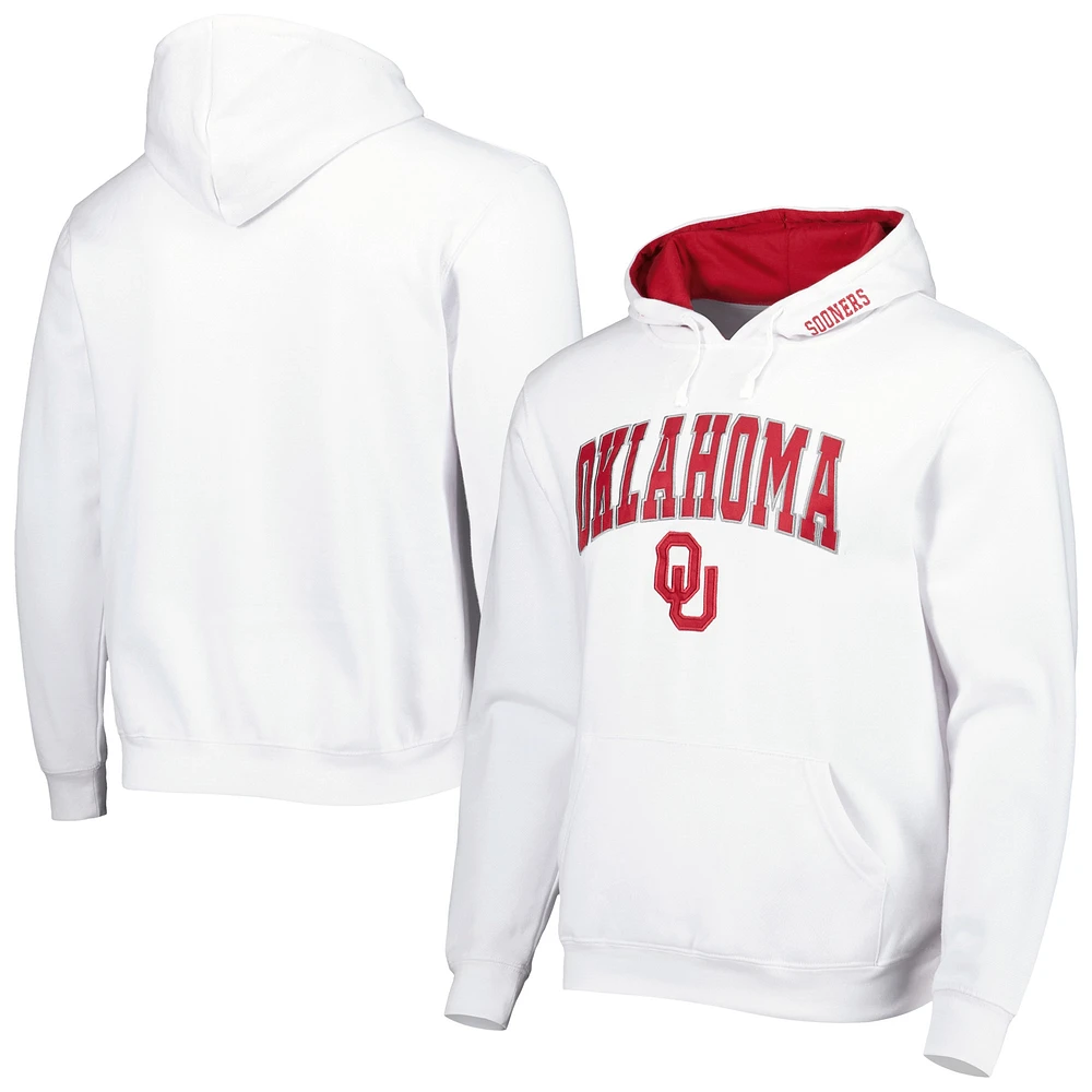 Men's Colosseum White Oklahoma Sooners Arch & Logo 3.0 Pullover Hoodie