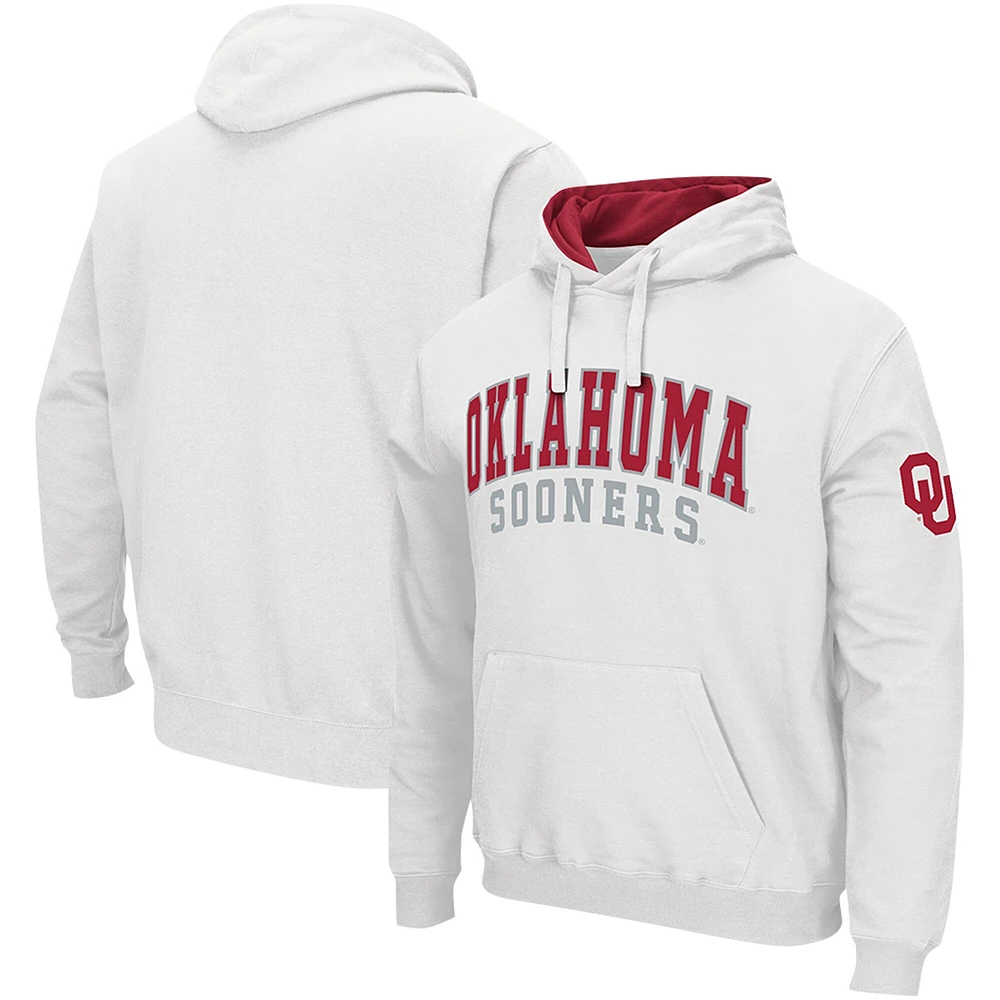 Men's Colosseum White Oklahoma Sooners Double Arch Pullover Hoodie