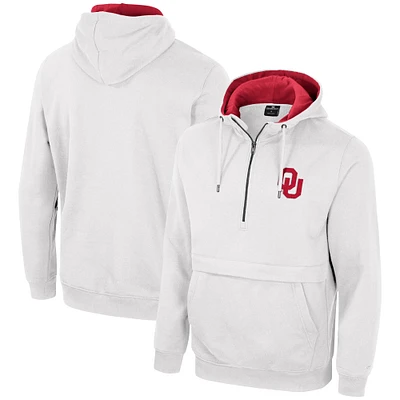 Men's Colosseum White Oklahoma Sooners Half-Zip Hoodie