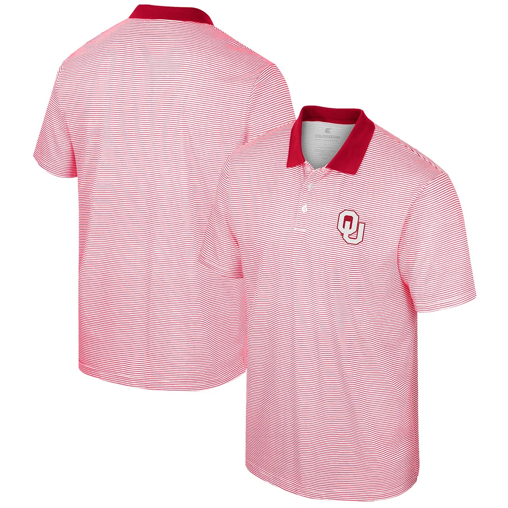 Men's Colosseum White Oklahoma Sooners Print Stripe Polo