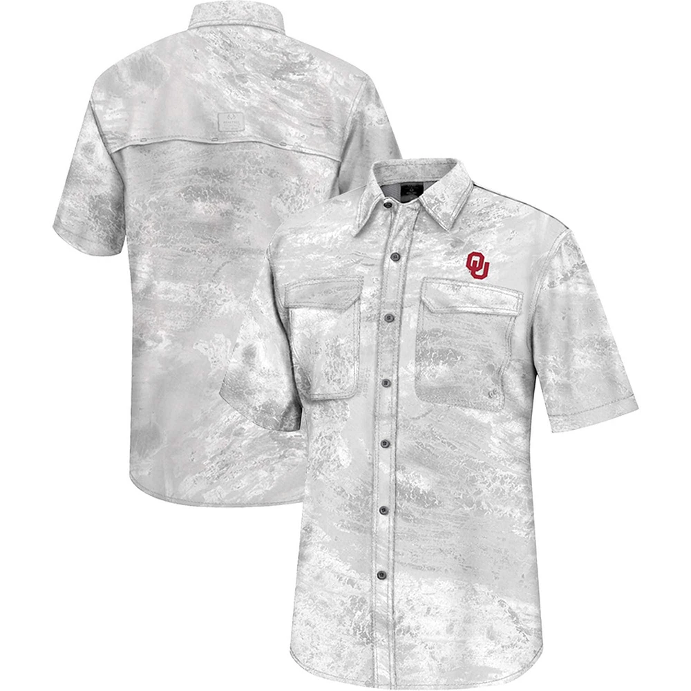 Chemise de pêche à boutons complets Colosseum Oklahoma Sooners Realtree Aspect Charter pour hommes, blanc