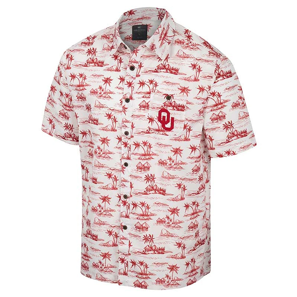 Chemise boutonnée Colosseum Oklahoma Sooners Spontaneous is Romantic Camp pour homme, blanc