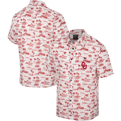 Chemise boutonnée Colosseum Oklahoma Sooners Spontaneous is Romantic Camp pour homme, blanc