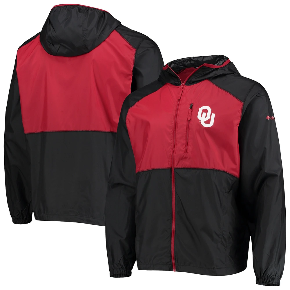 Columbia Oklahoma Sooners Flash Forward Hoodie Coupe-vent léger entièrement zippé pour homme Noir/Crimson