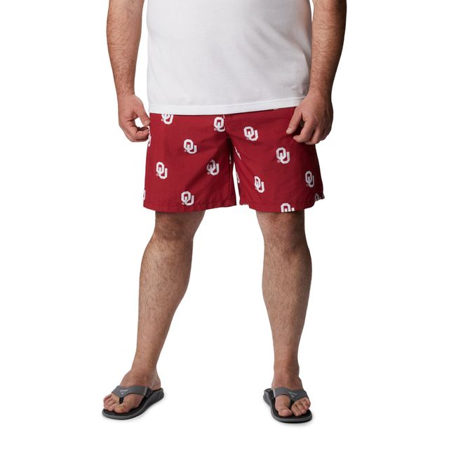 Columbia Crimson Oklahoma Sooners Big & Tall Backcast II Allover Print Omni-Shade Short