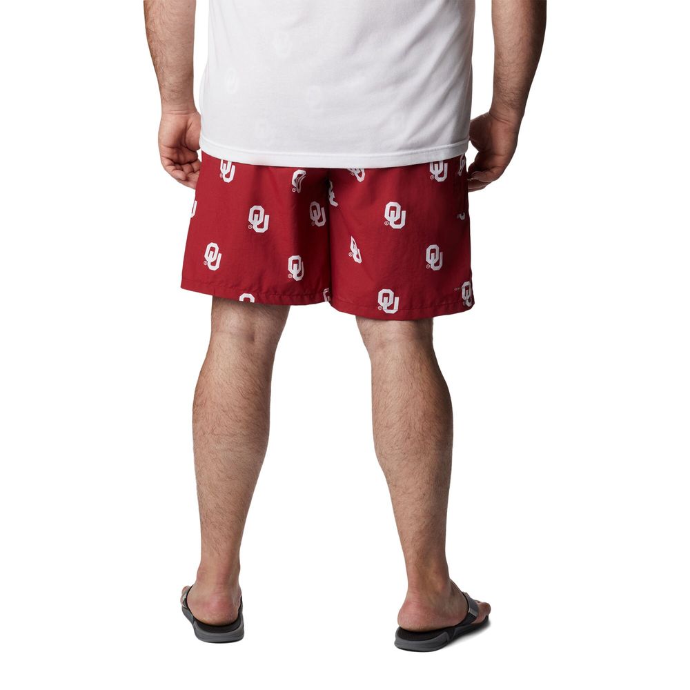 Men's Columbia Crimson Oklahoma Sooners Big & Tall Backcast II Allover Print Omni-Shade Shorts