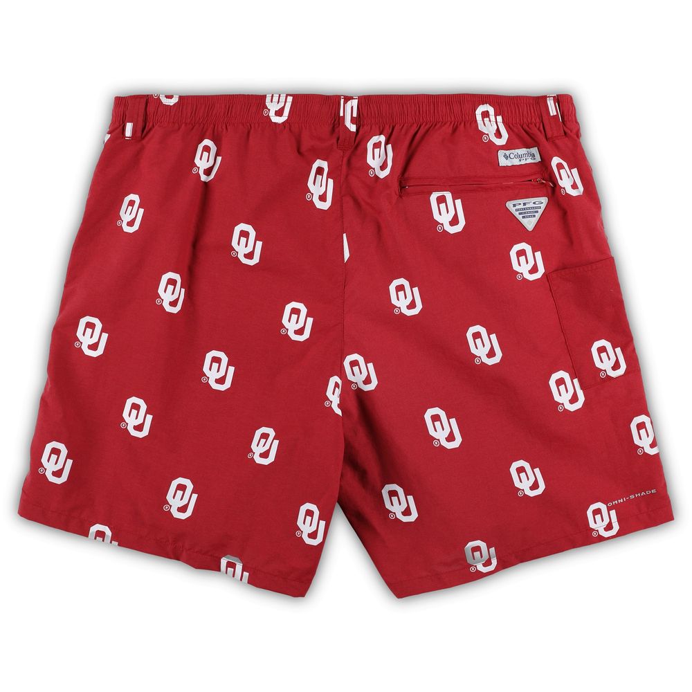 Men's Columbia Crimson Oklahoma Sooners Big & Tall Backcast II Allover Print Omni-Shade Shorts