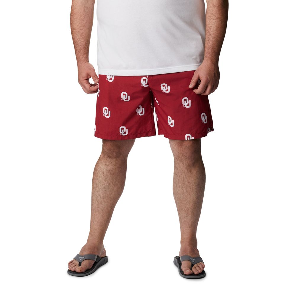 Men's Columbia Crimson Oklahoma Sooners Big & Tall Backcast II Allover Print Omni-Shade Shorts