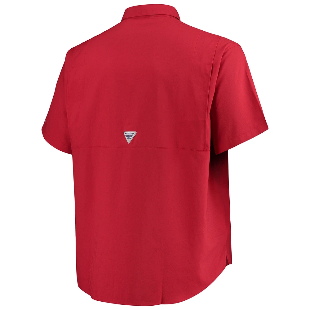 Men's Columbia Crimson Oklahoma Sooners Big & Tall Tamiami Omni-Shade Button-Down Shirt