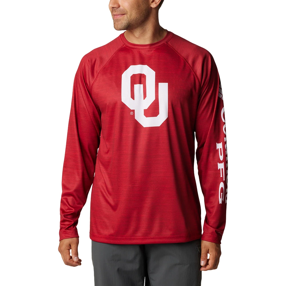 T-shirt à manches longues Raglan Omni-Shade Columbia Crimson Oklahoma Sooners Big & Tall Terminal Tackle pour hommes