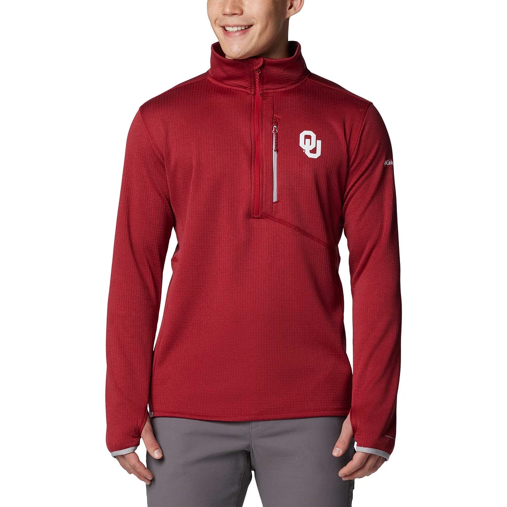 Veste polaire Omni-Wick à demi-zip Columbia Crimson Oklahoma Sooners Park View Grid pour homme