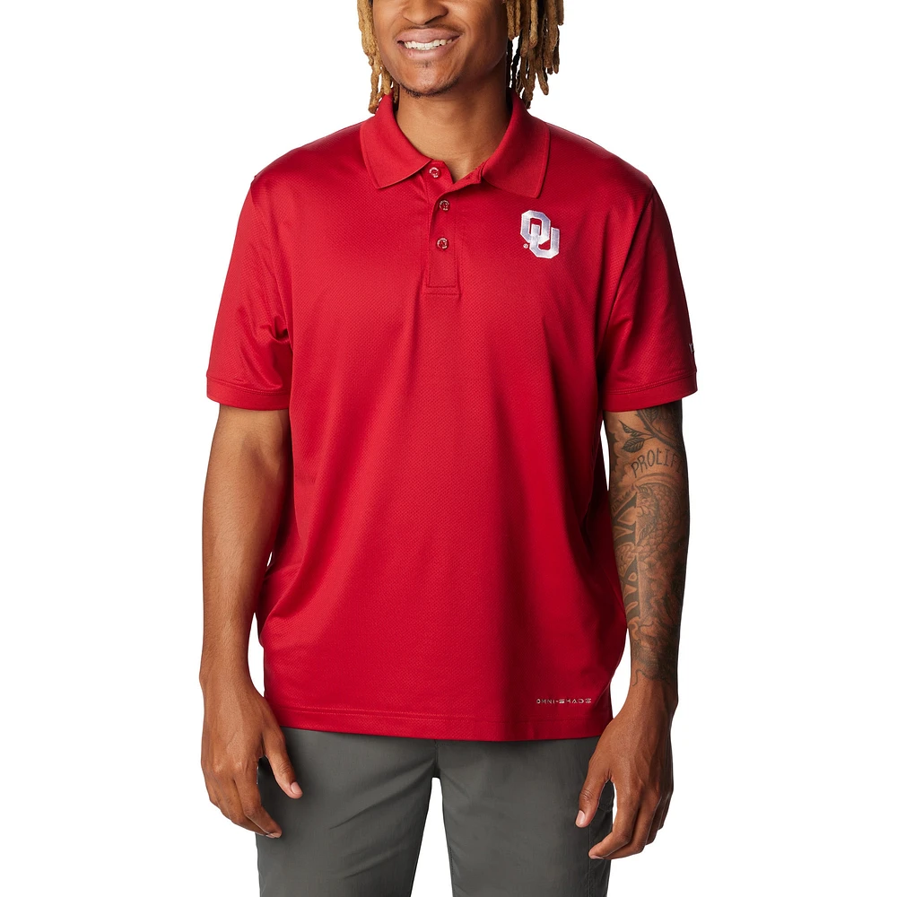 Men's Columbia Crimson Oklahoma Sooners PFG Tamiami Omni-Shade Polo